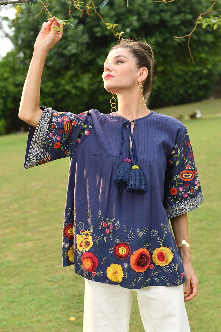 Verve Blue Embroidered Top