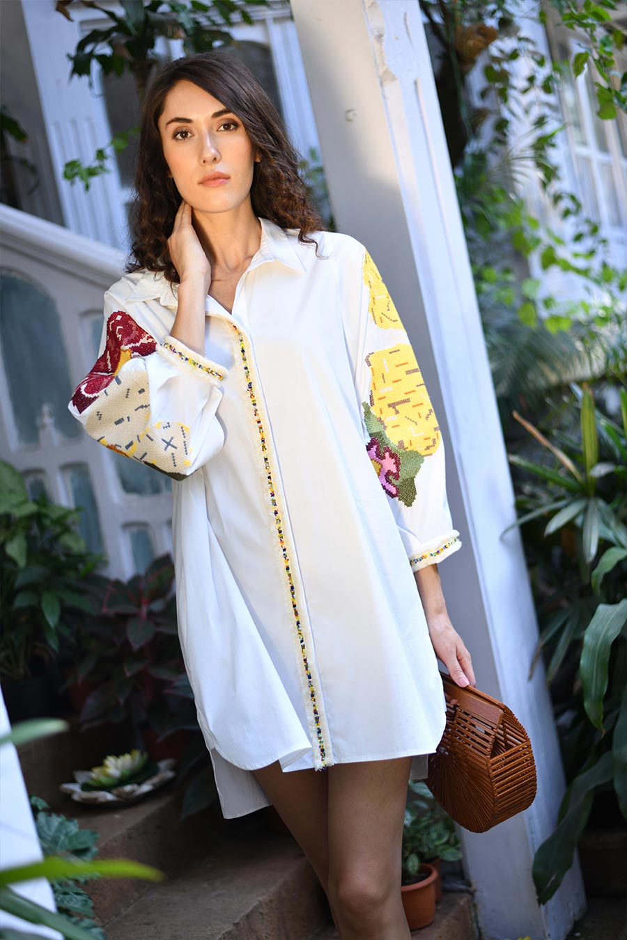 Blair White Embroidered Shirt Dress