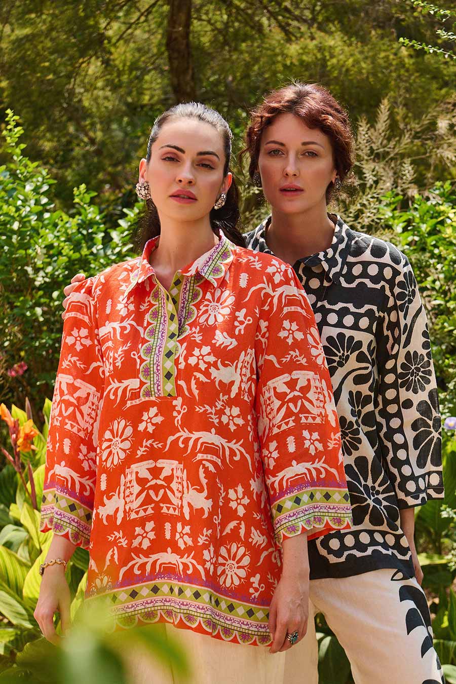 Marcia Orange Printed Linen Co-Ord Set