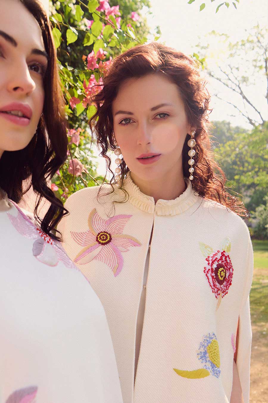 Martina White Embroidered Cape