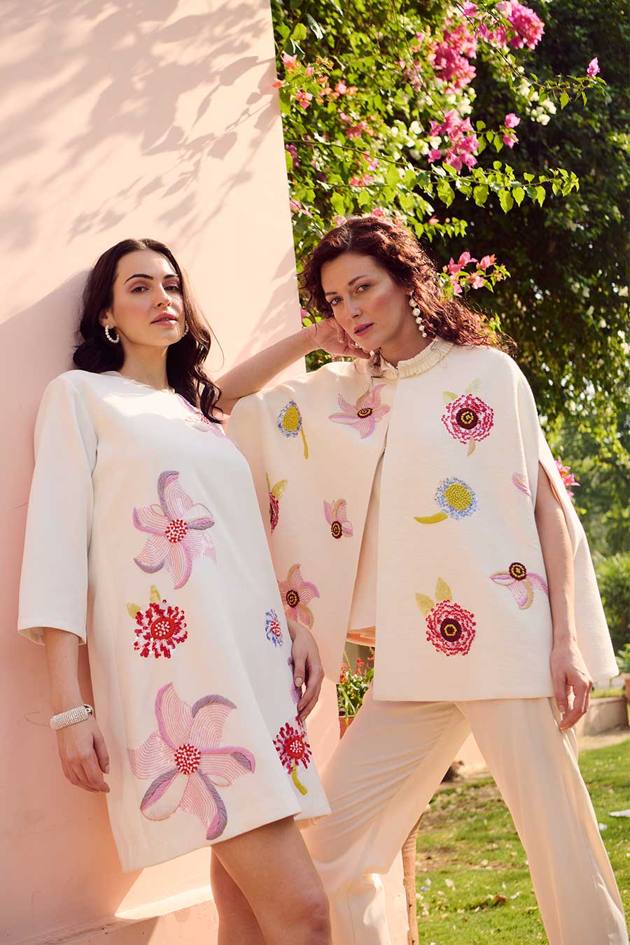 Martina White Embroidered Cape