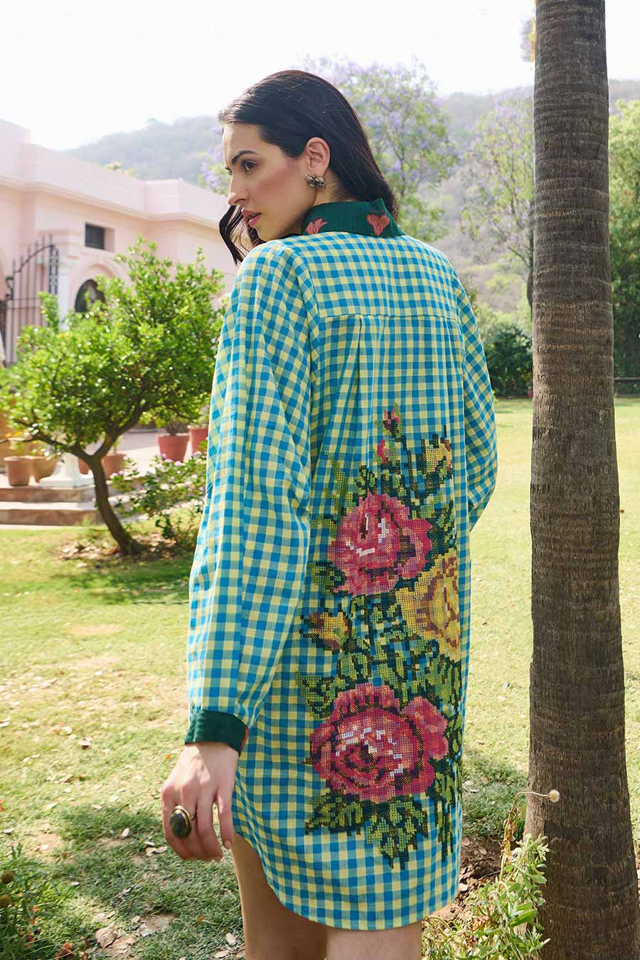 Layla Green Cross Stitch Shirt Dress