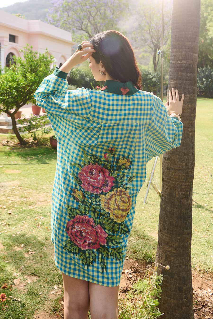 Layla Green Cross Stitch Shirt Dress