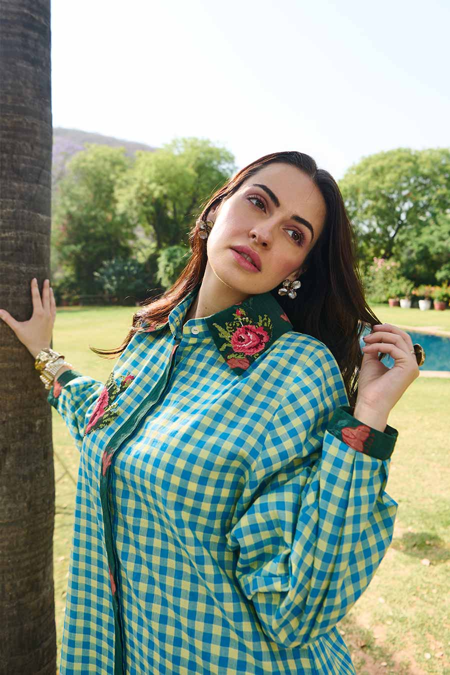 Layla Green Cross Stitch Shirt Dress