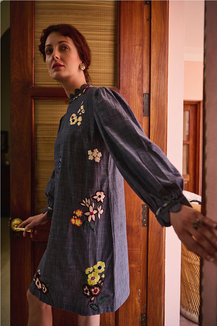 Florence Blue Embroidered Dress