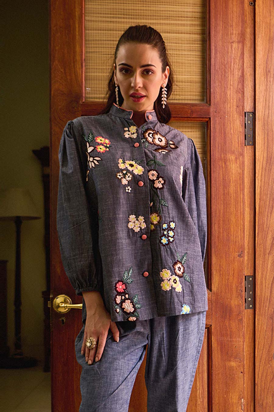 Florence Blue Embroidered Co-Ord Set