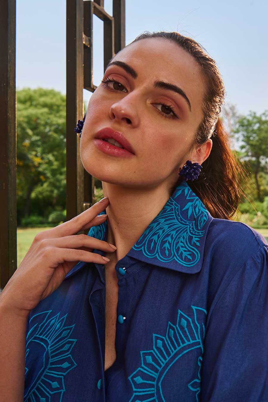 Turq Embroidered Shirt