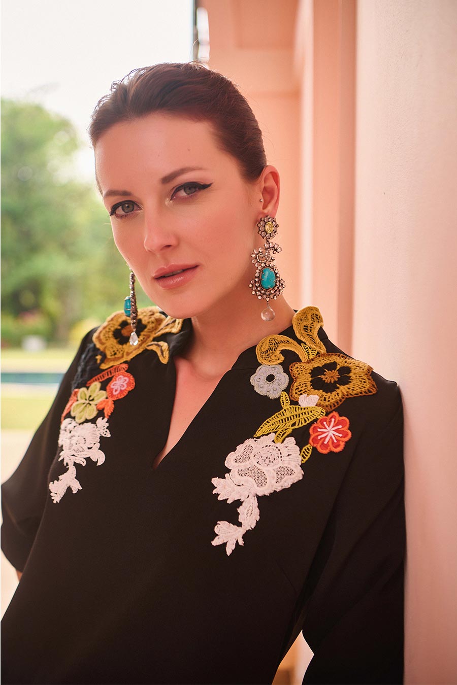 Black Patchwork Embroidered Co-Ord Set