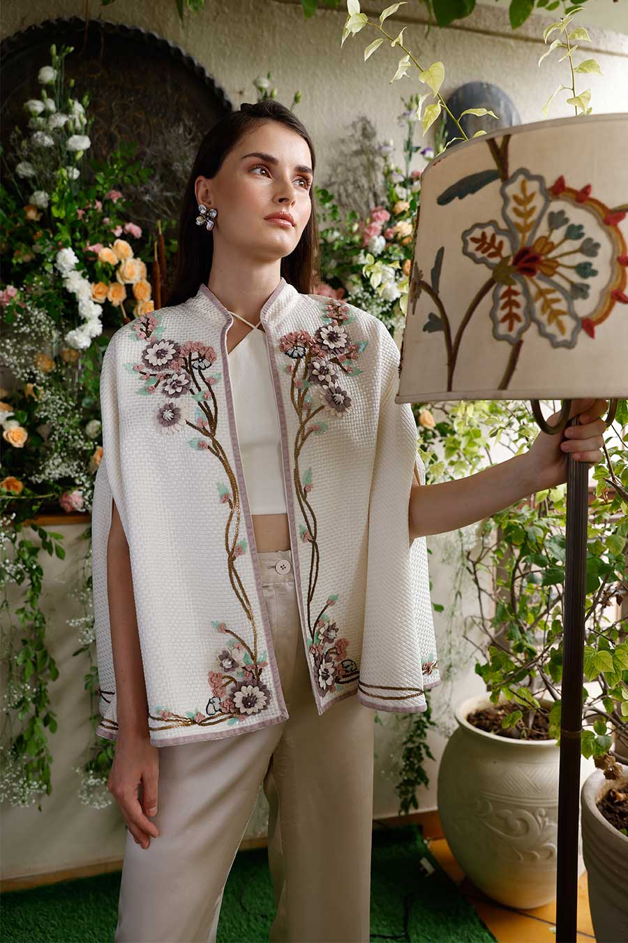 Ilana Ivory Applique Embroidered Cape