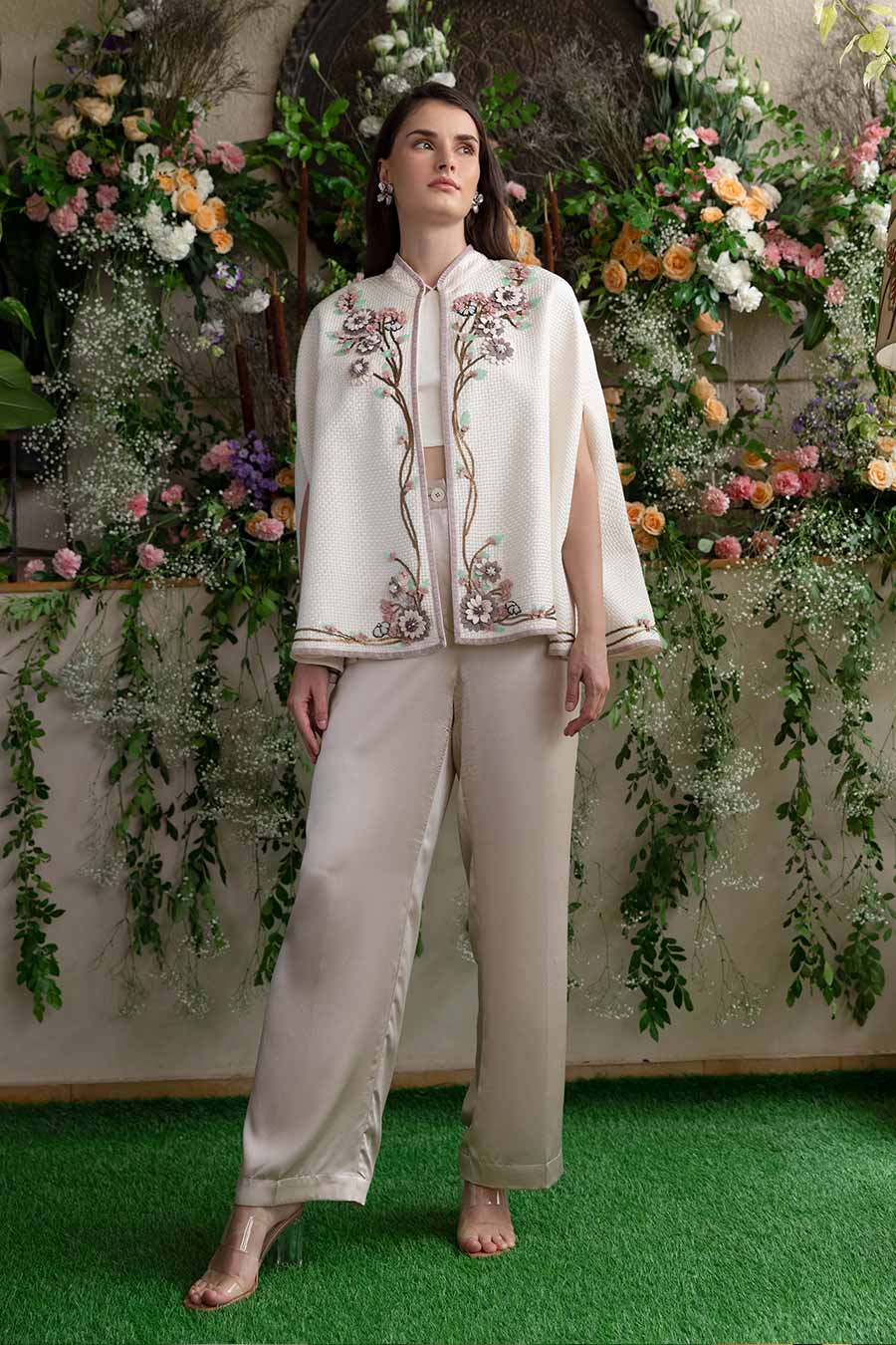 Ilana Ivory Applique Embroidered Cape