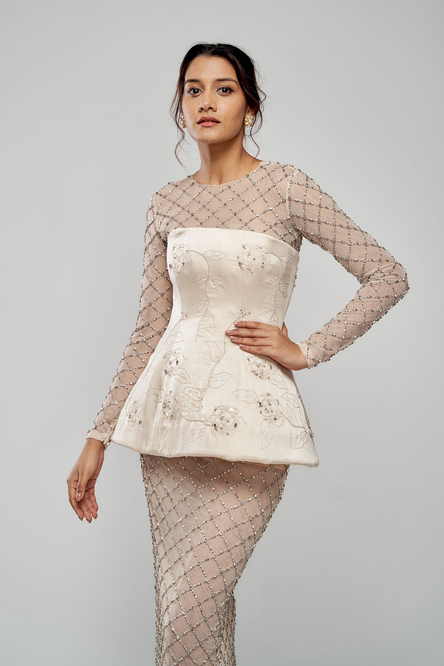 Luxe Whisper Pink Embellished Corset & Dress Set