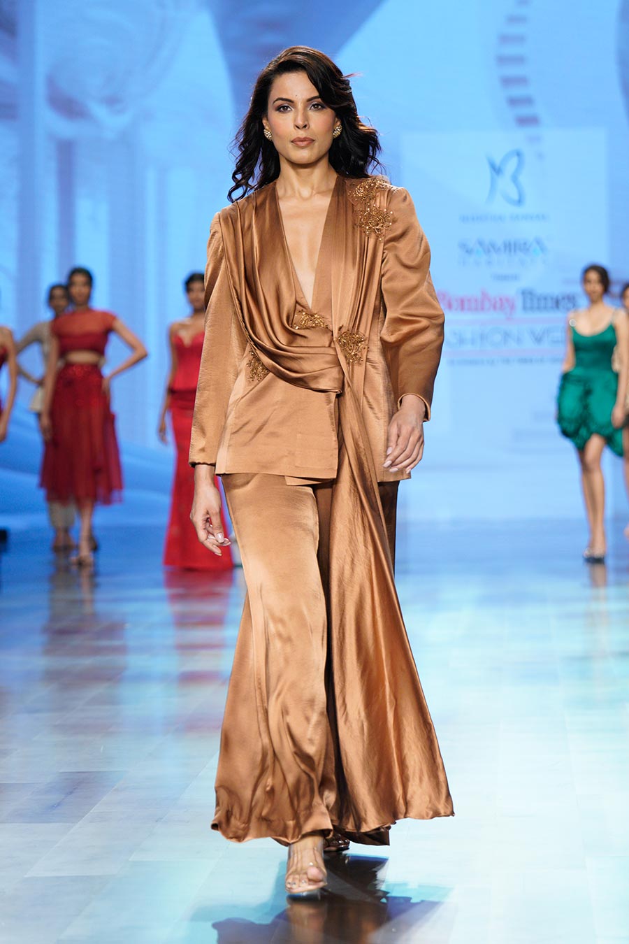 Celestial Vow Mocha Embellished Blazer Co-Ord Set