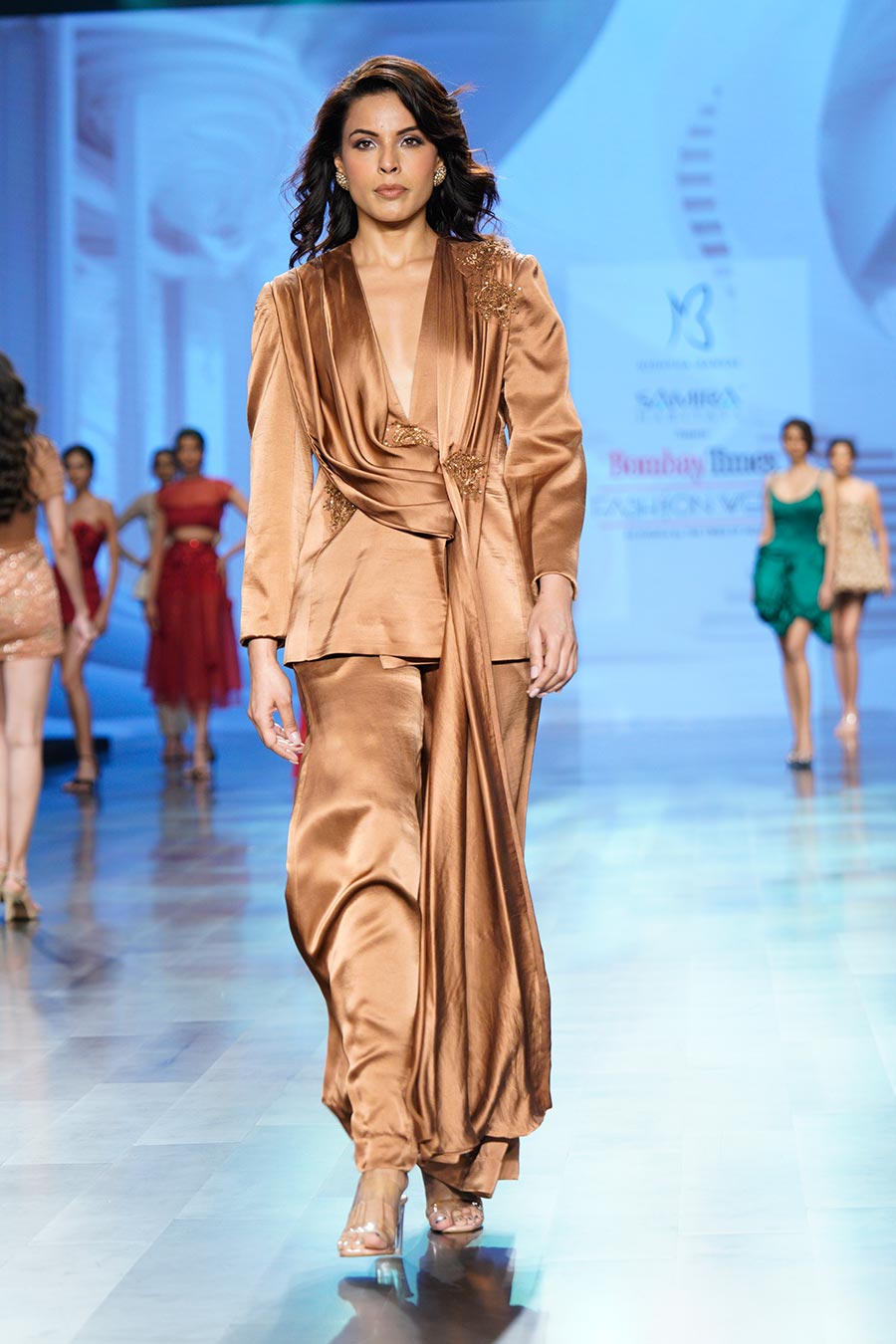 Celestial Vow Mocha Embellished Blazer Co-Ord Set