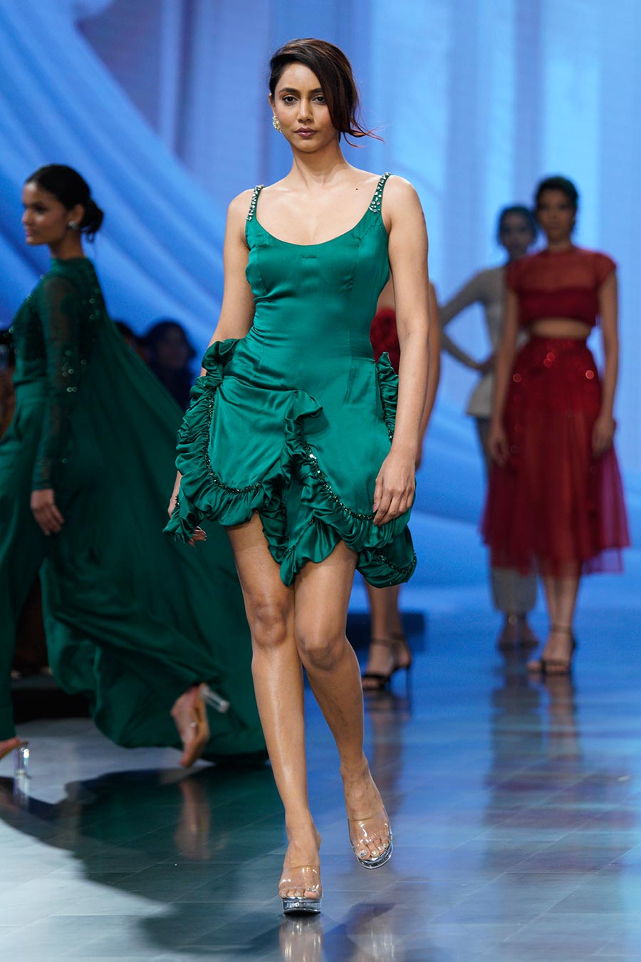 Twilight Green Embellished Cocktail Short Dress