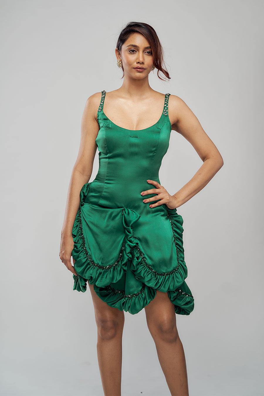 Twilight Green Embellished Cocktail Short Dress