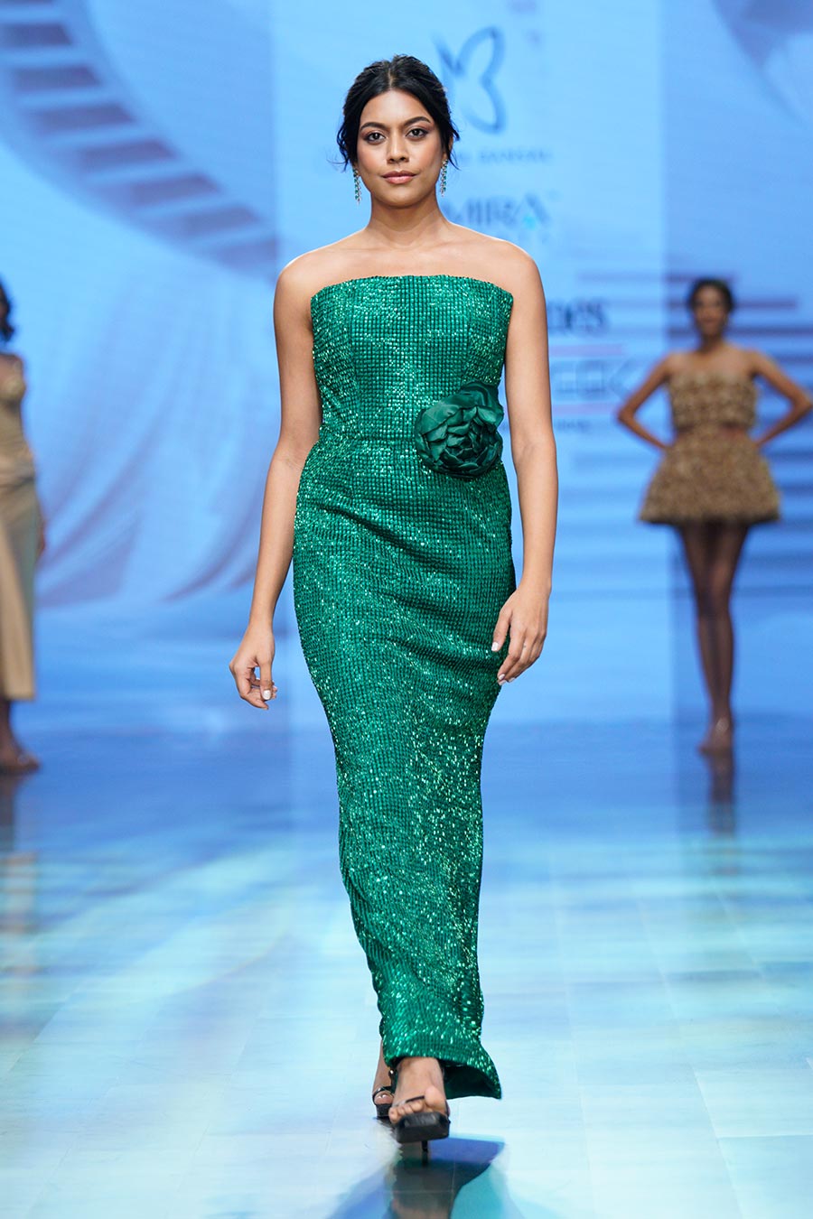 Lush Embrace Green Embellished Gown Dress