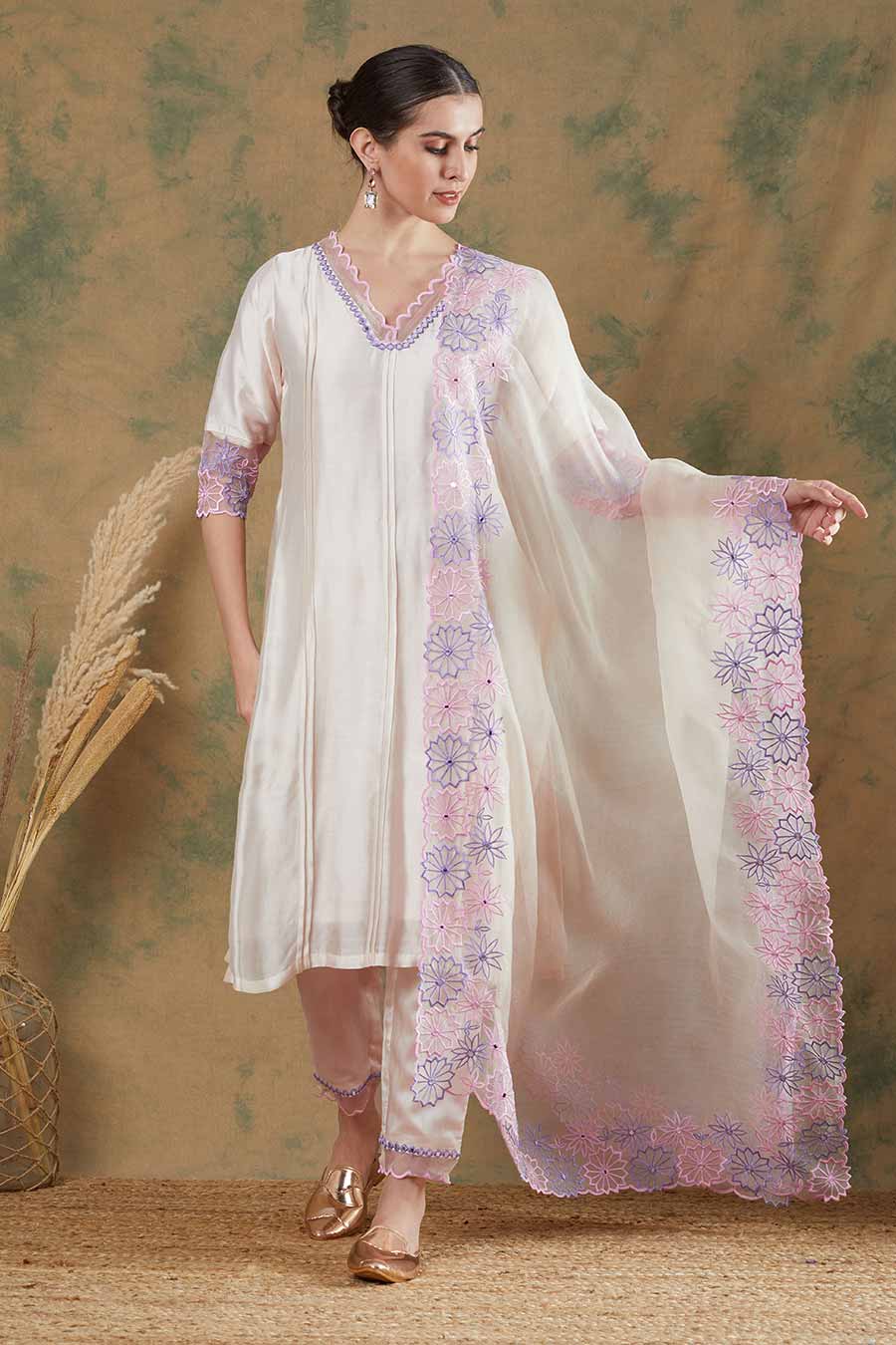 Ivory Embroidered Kurta Set