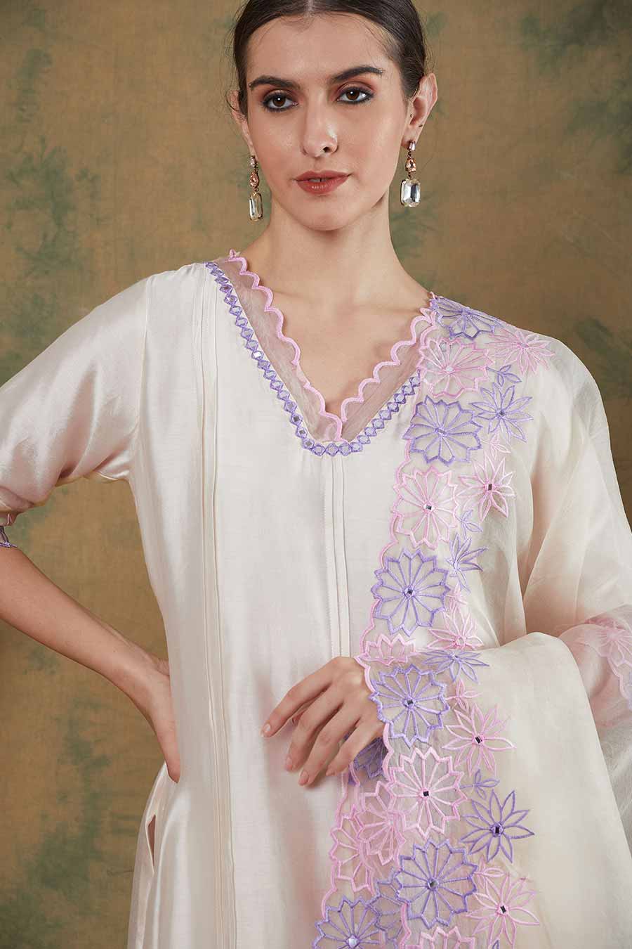 Ivory Embroidered Kurta Set