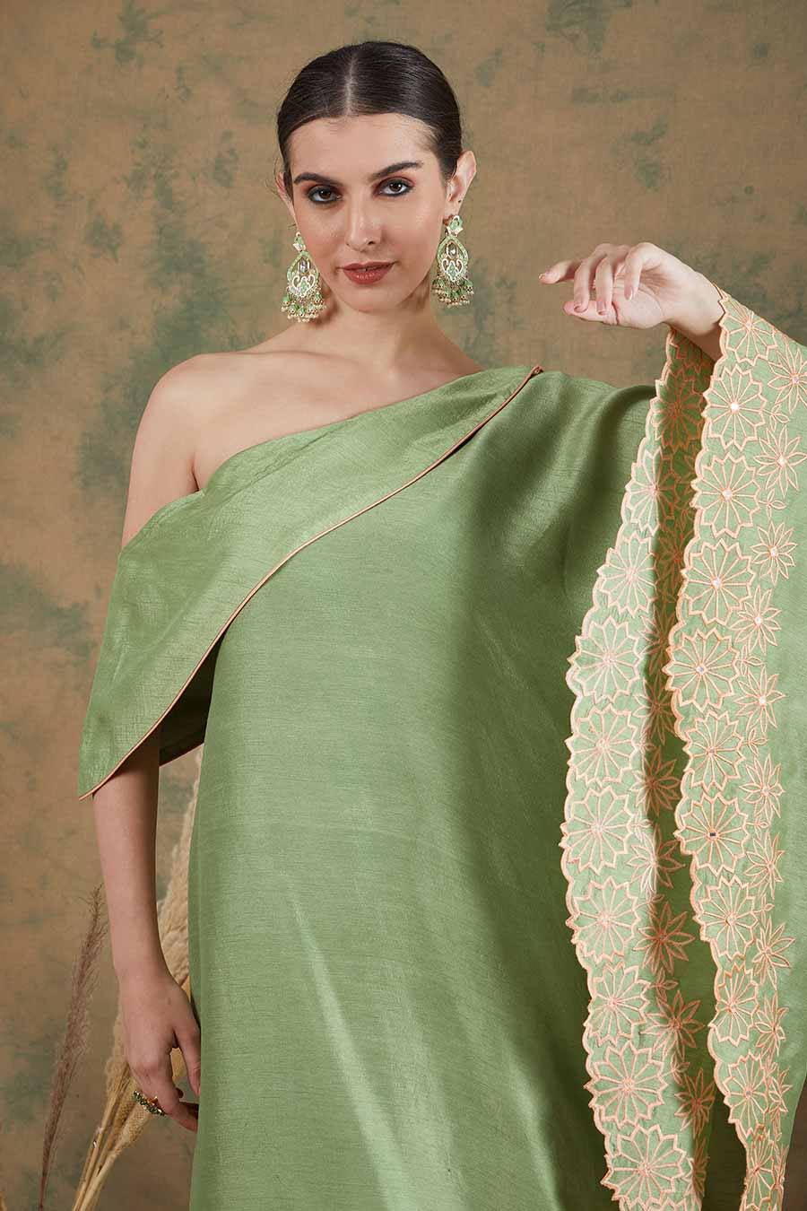 Sage Green Embroidered Tunic & Palazzo Set