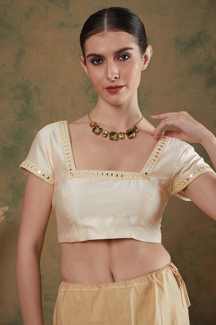 Ivory Embroidered Saree Set