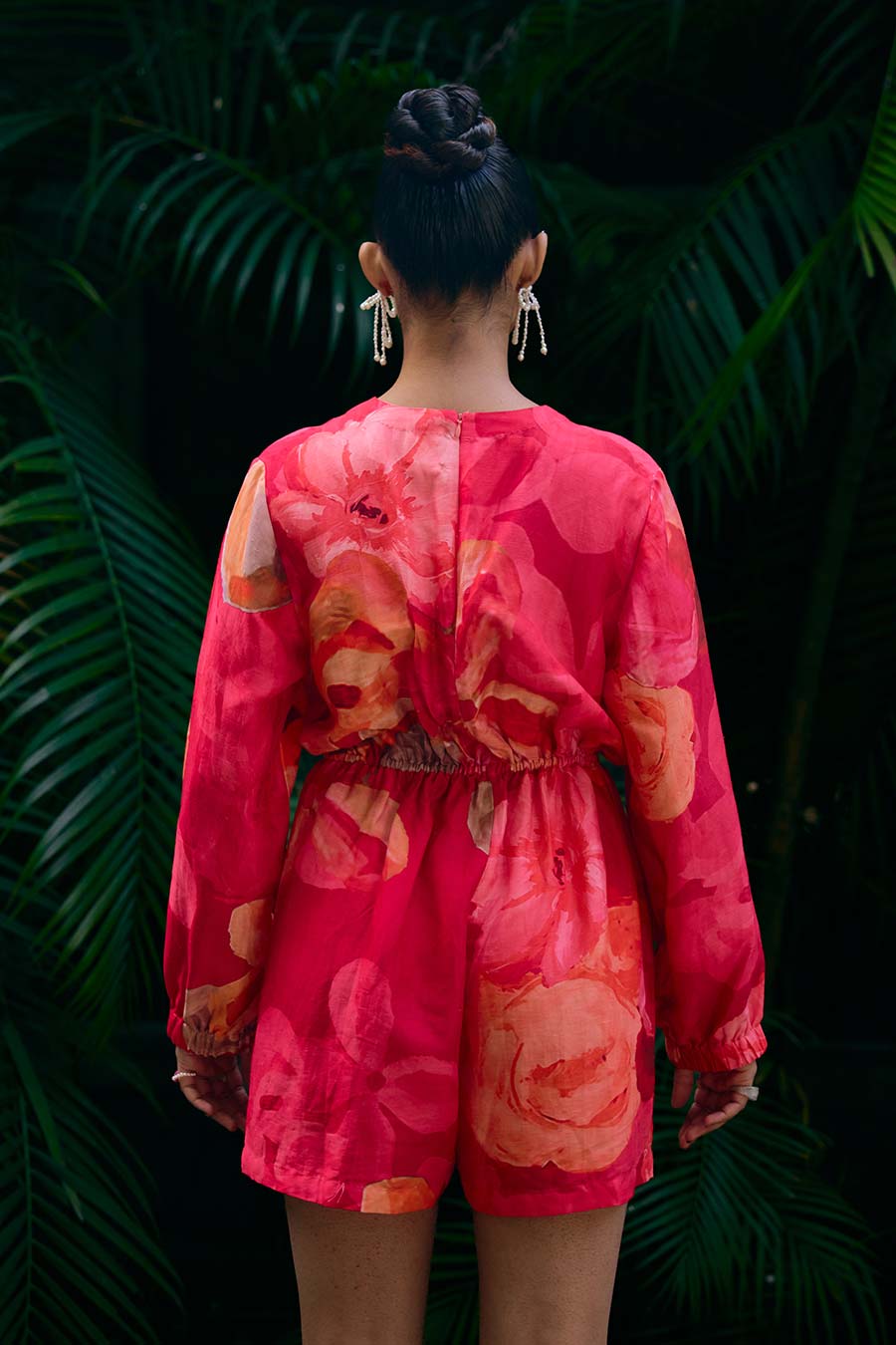 Red Printed Romper Playsuit