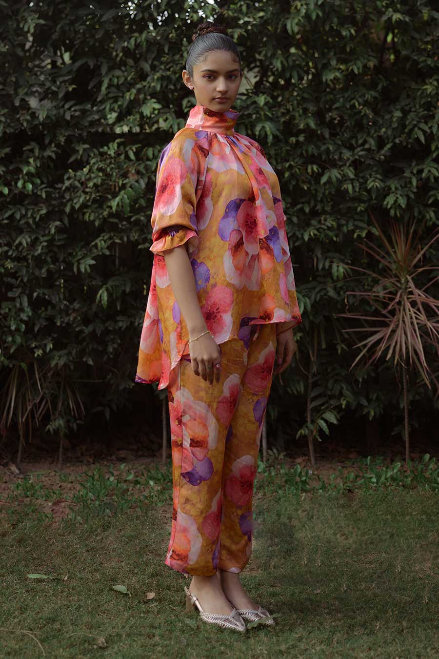 Orange Printed Turtle Top & Pant Co-Ord Set