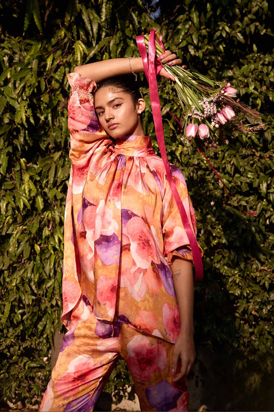 Orange Printed Turtle Top & Pant Co-Ord Set