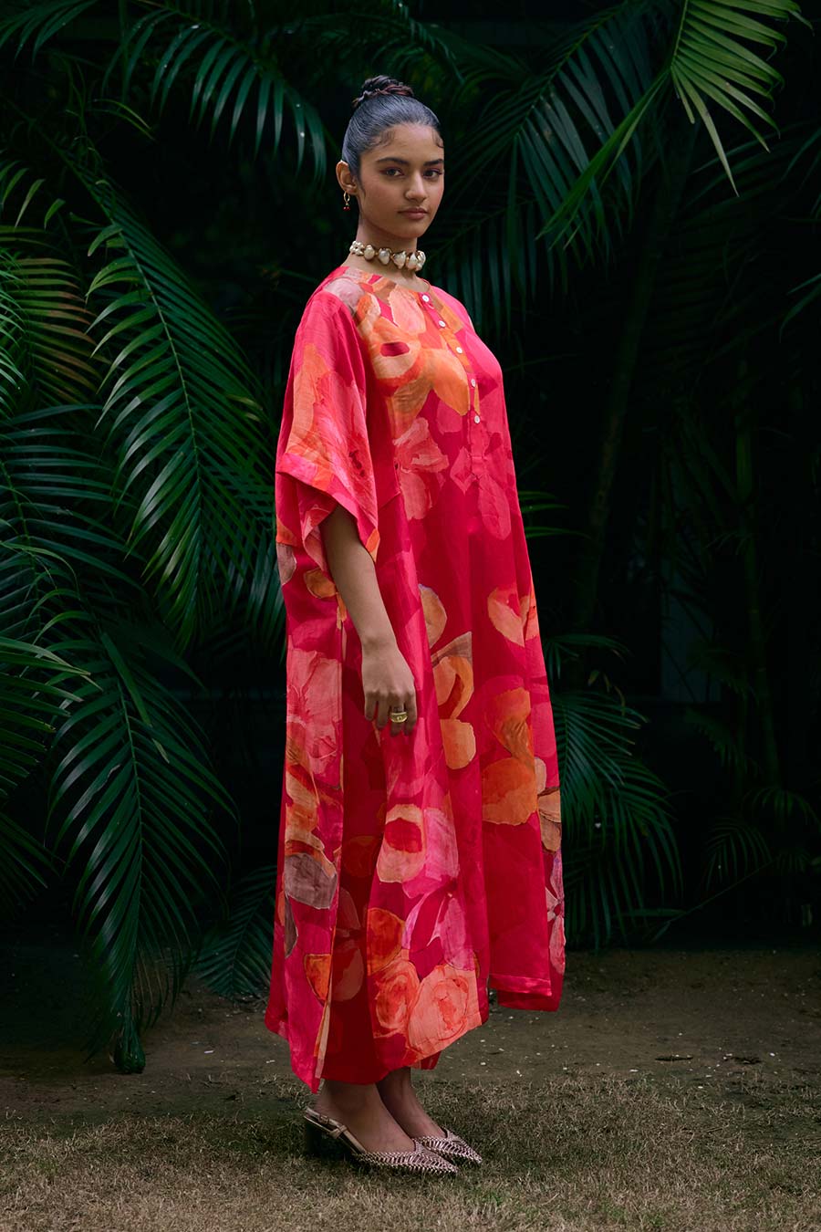 Red Printed Zama Kaftan & Pant Co-Ord Set