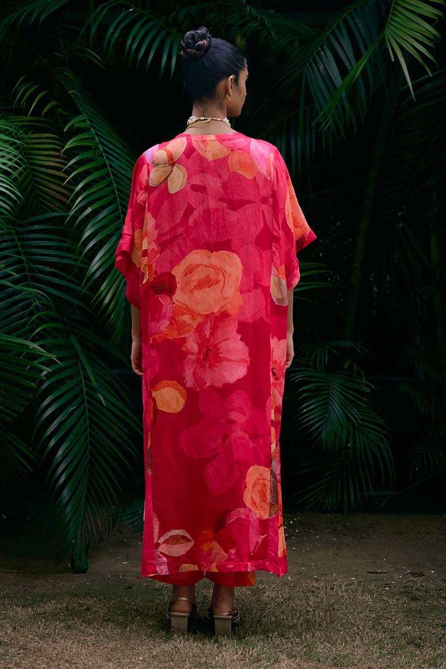 Red Printed Zama Kaftan & Pant Co-Ord Set