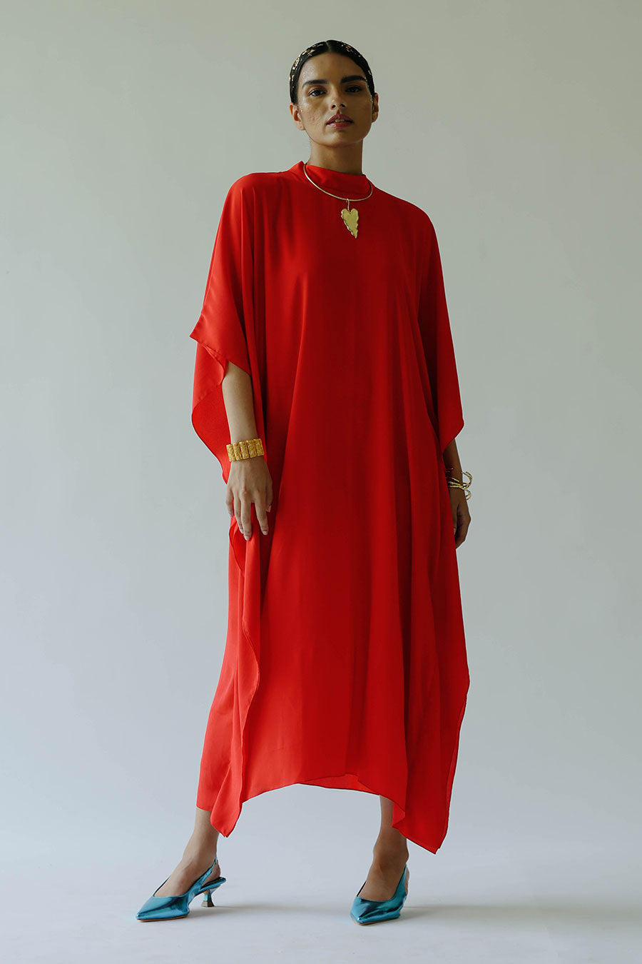 Red Fiery Mimi Kaftan Dress