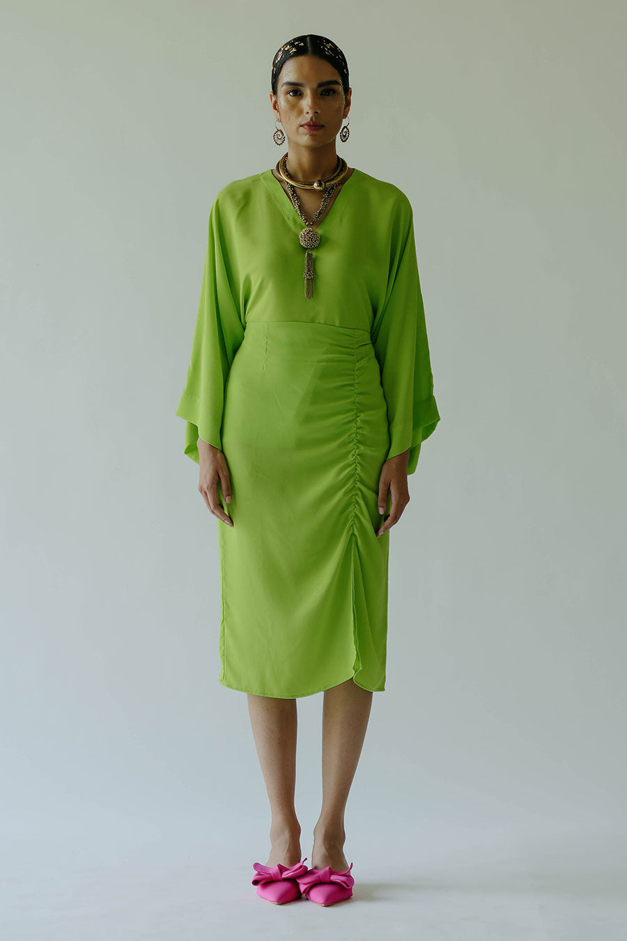 Shop Green Acid Zoey Top & Riley Skirt Set by NORN at House of ...