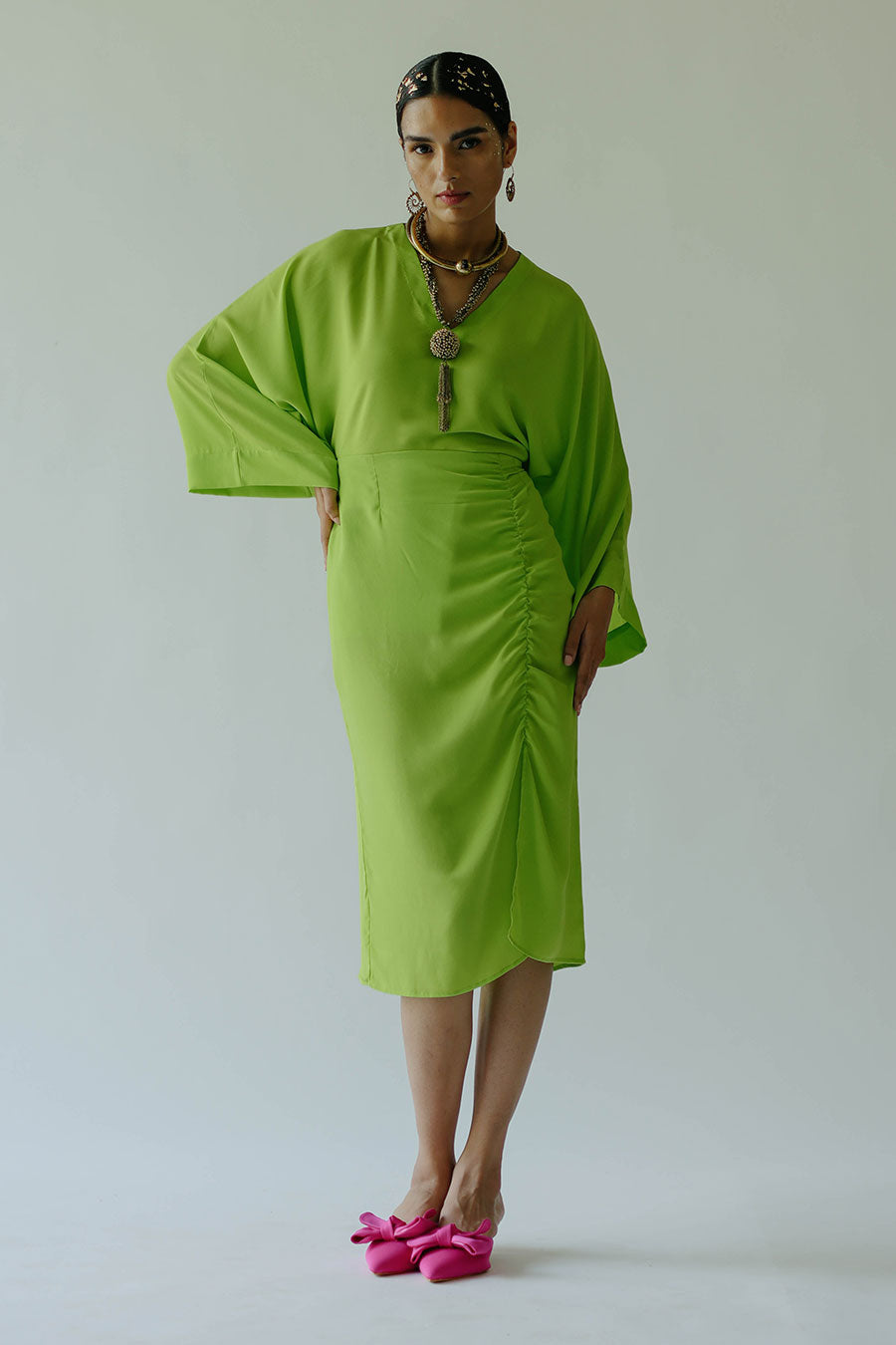 Shop Green Acid Zoey Top & Riley Skirt Set by NORN at House of ...