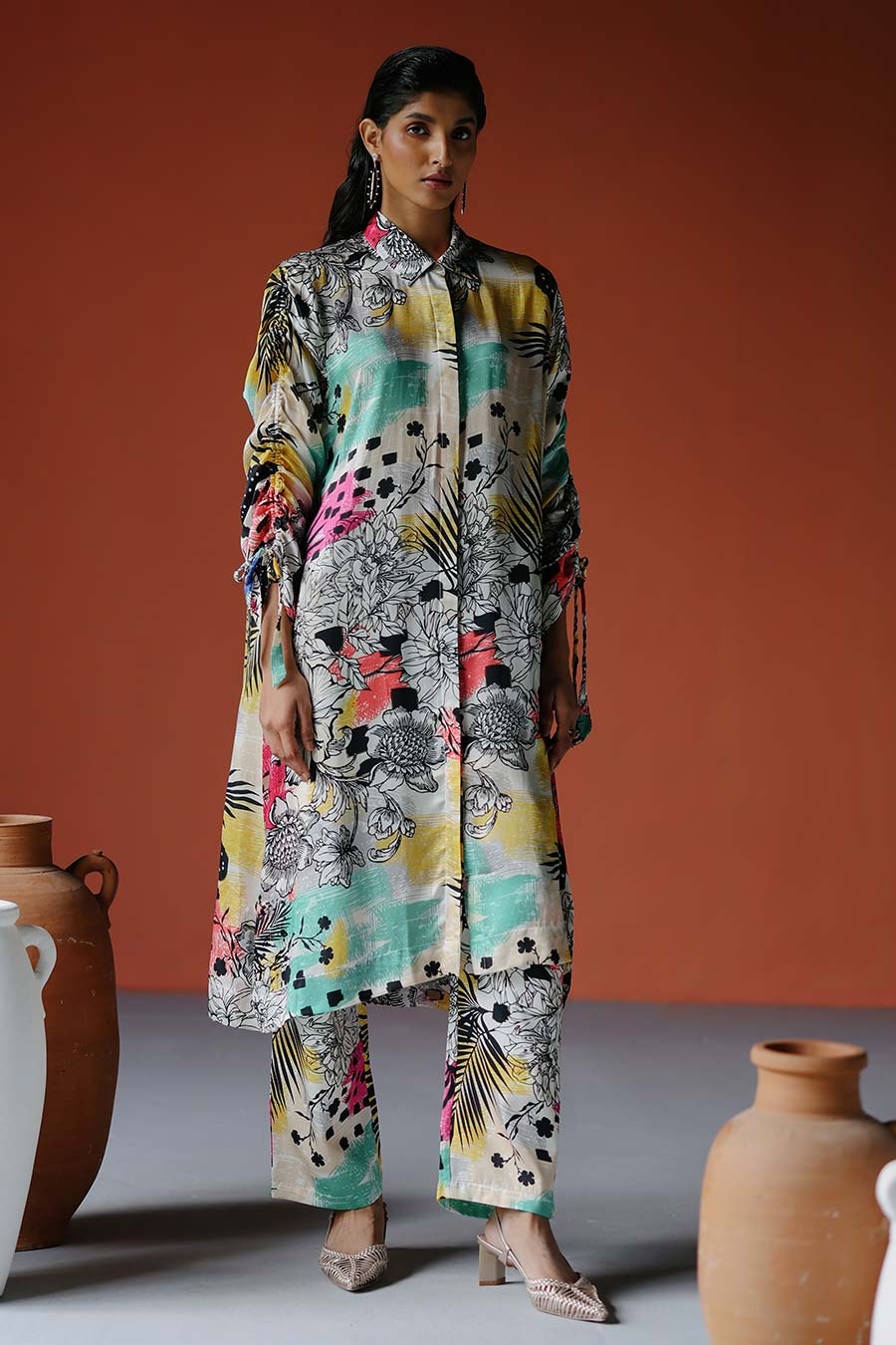 Ivory Printed Amelia Shirt & Pant Co-Ord Set