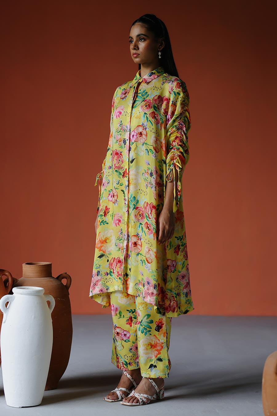 Yellow Printed Amelia Shirt & Pant Co-Ord Set
