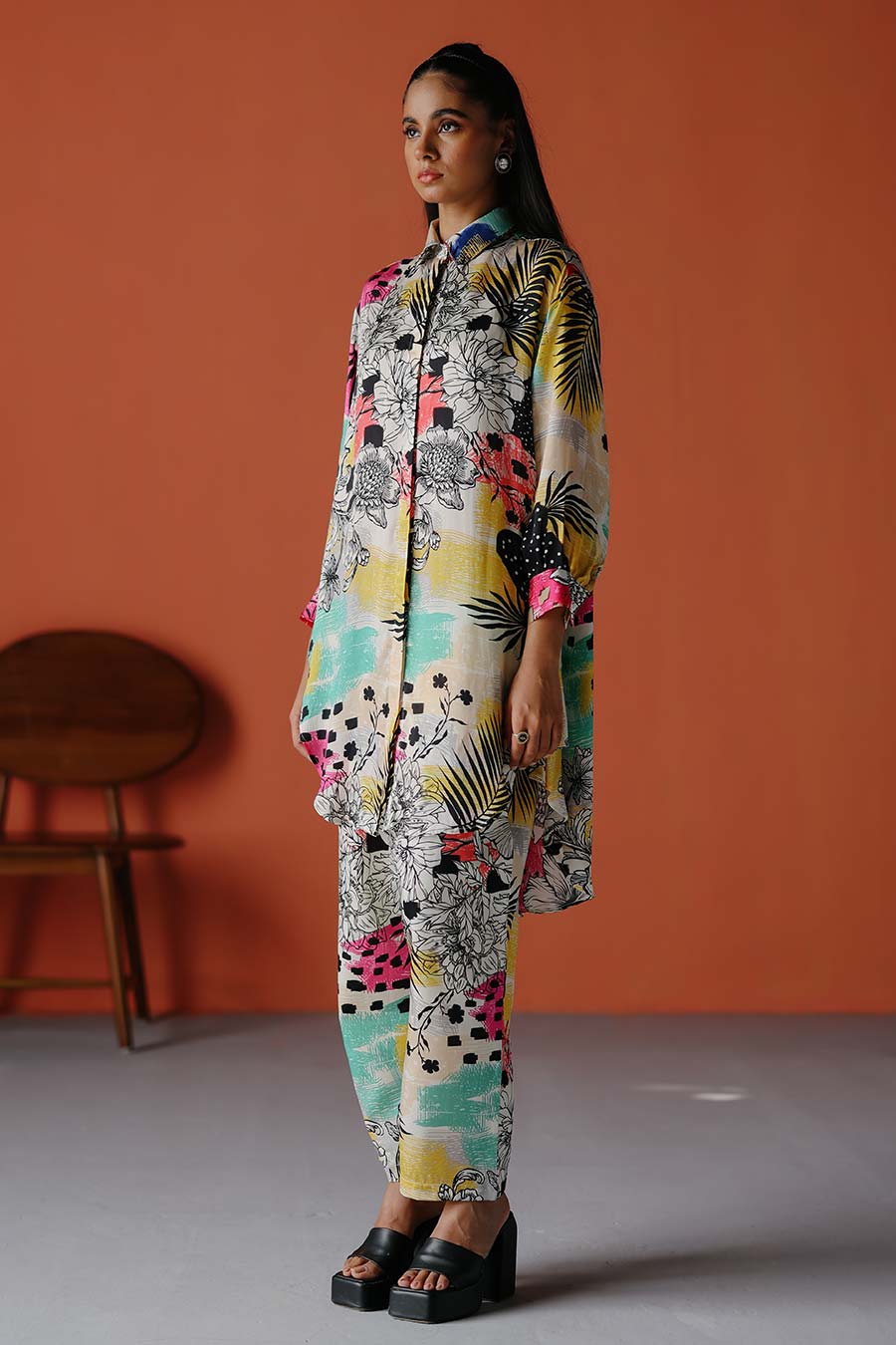 Ivory Printed Indie Shirt & Pant Co-Ord Set