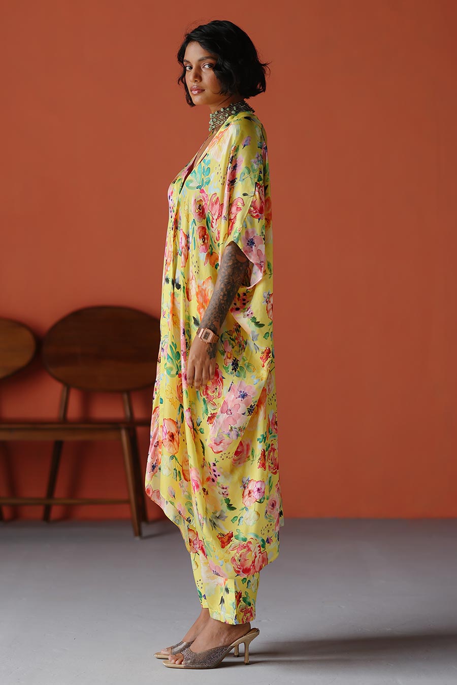 Yellow Printed Luna Kaftan Shirt & Pant Co-Ord Set