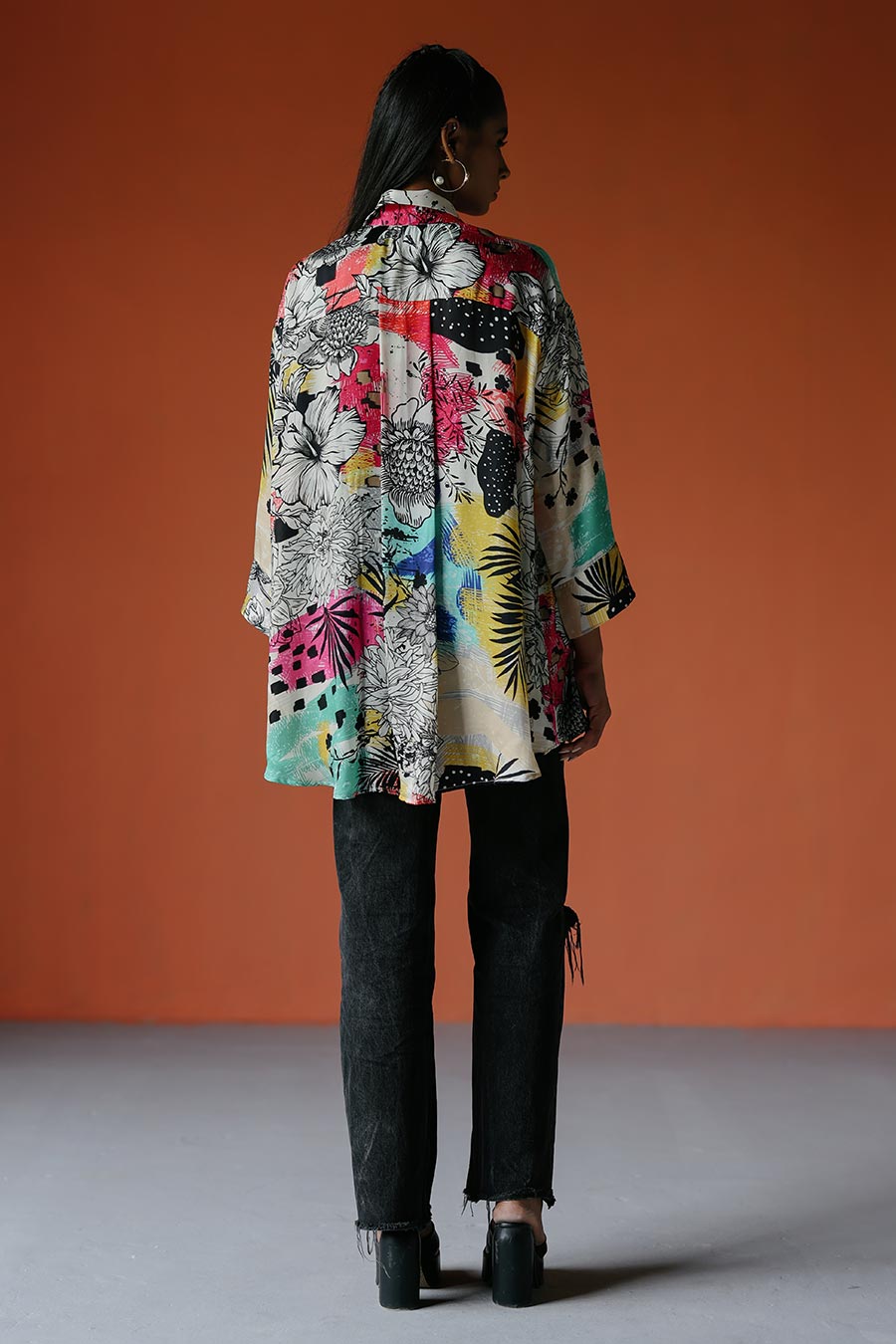 Ivory Printed High-Low MJ Shirt