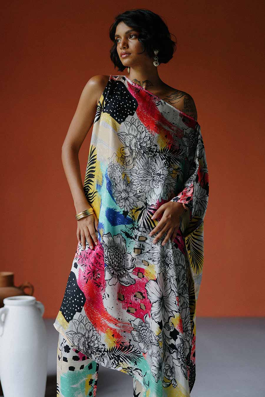 Ivory Printed Olivia Tunic & Pant Co-Ord Set