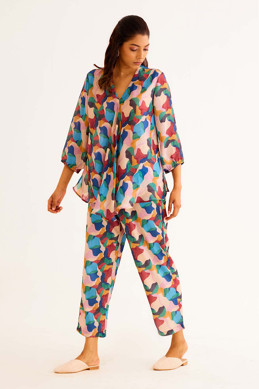 Abstract Print WS Bias Top & Pant Co-Ord Set