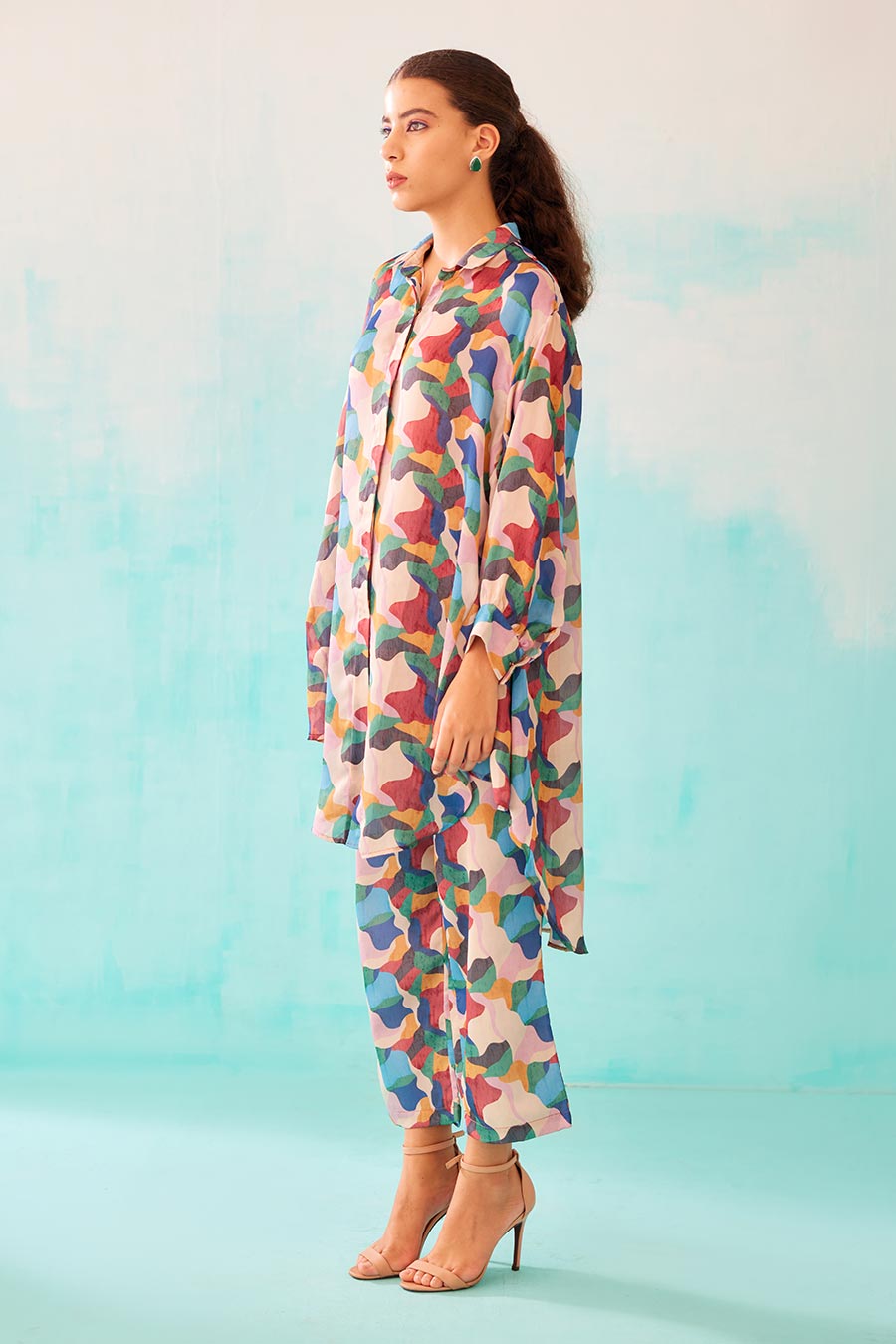 Abstract Print Indie Shirt & Pant Co-Ord Set