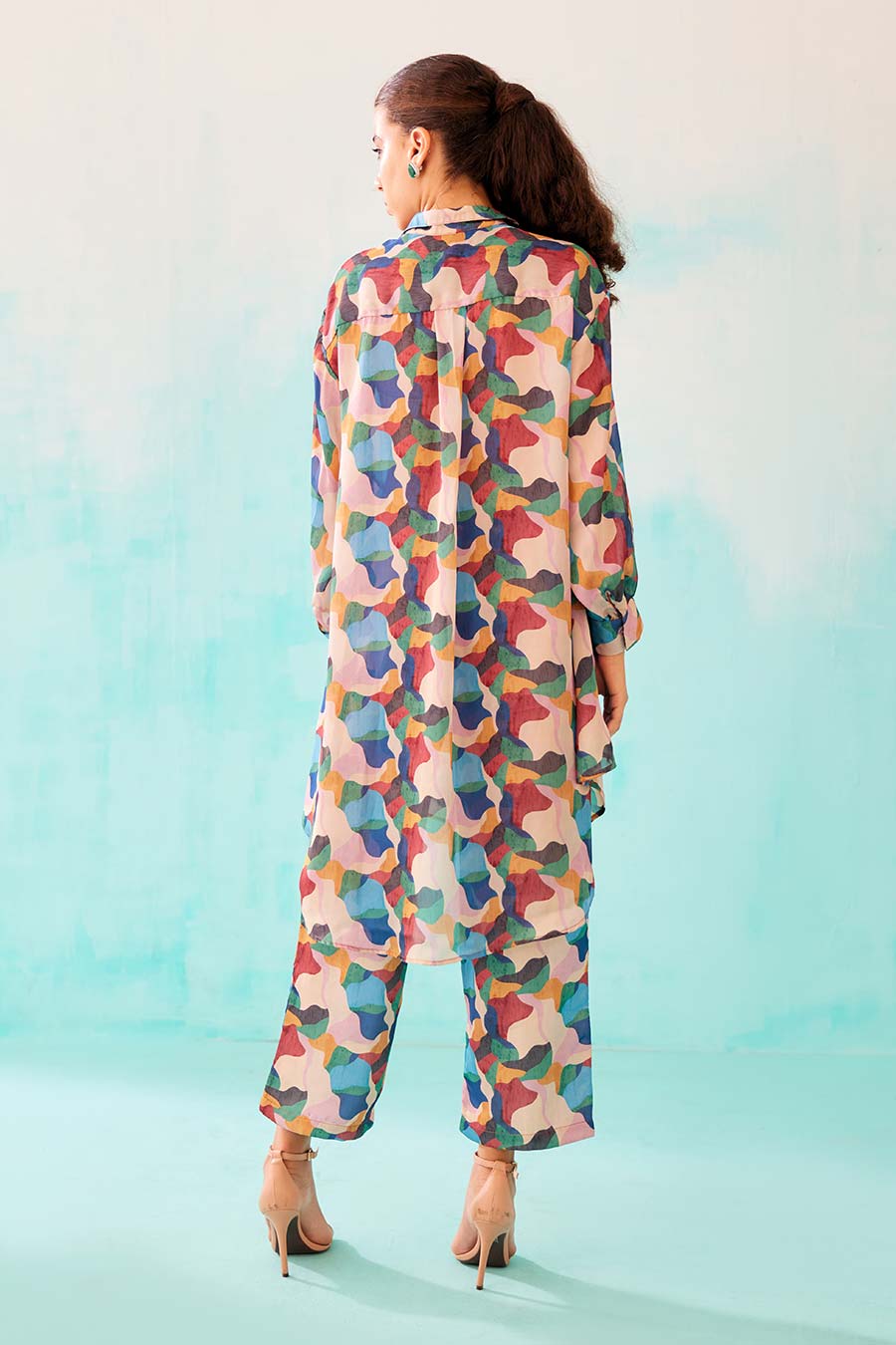 Abstract Print Indie Shirt & Pant Co-Ord Set