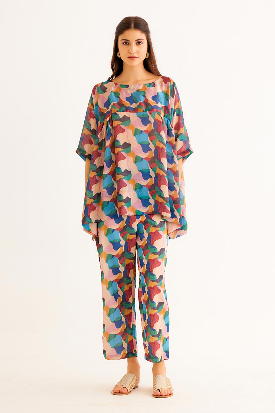 Abstract Print Line Top & Pant Co-Ord Set