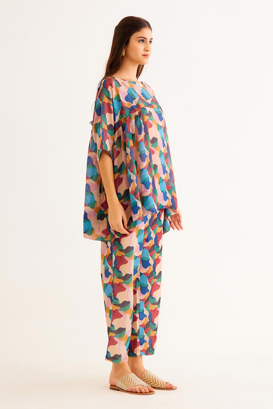 Abstract Print Line Top & Pant Co-Ord Set