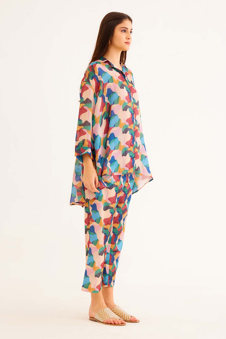 Abstract Print MJ Shirt & Pant Co-Ord Set