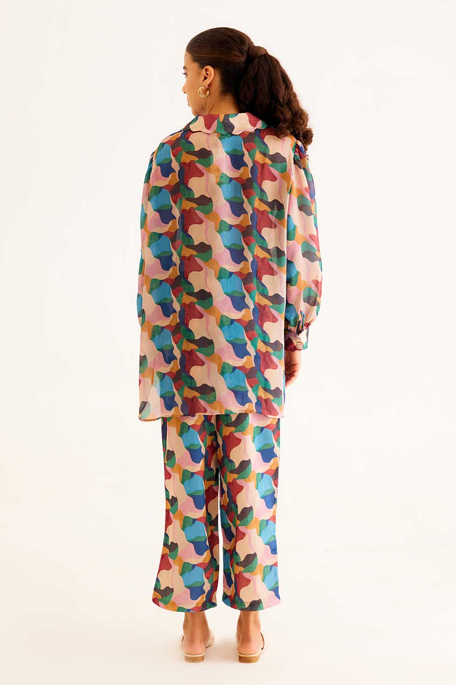 Abstract Print Vintage Shirt & Pant Co-Ord Set