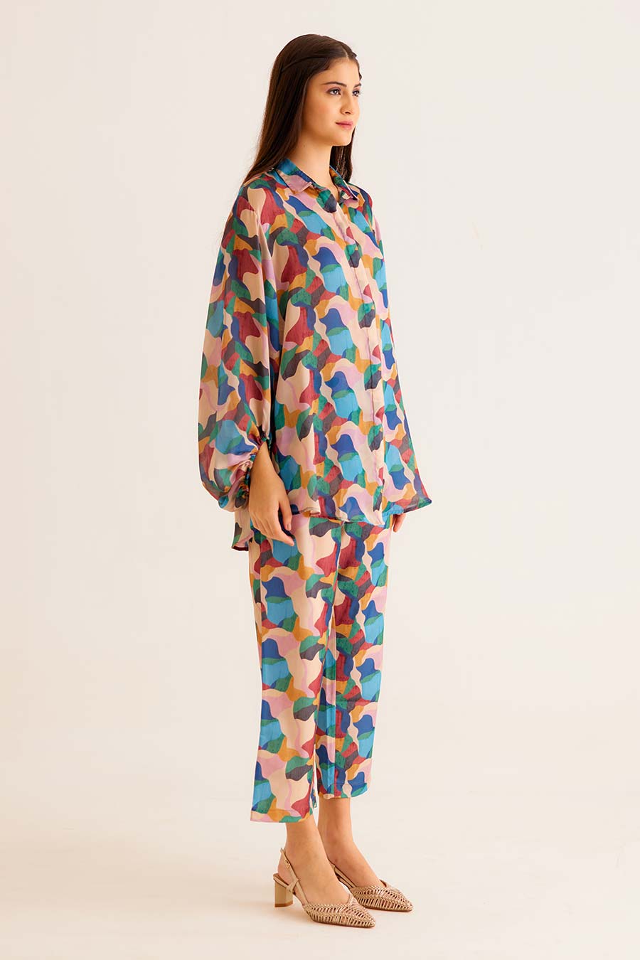 Abstract Print Work Top & Pant Co-Ord Set