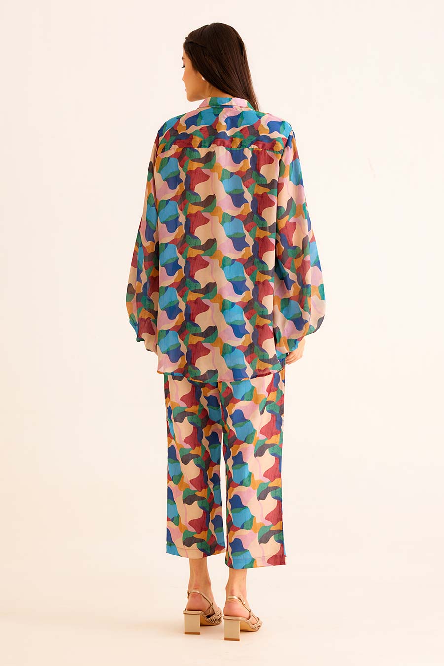 Abstract Print Work Top & Pant Co-Ord Set