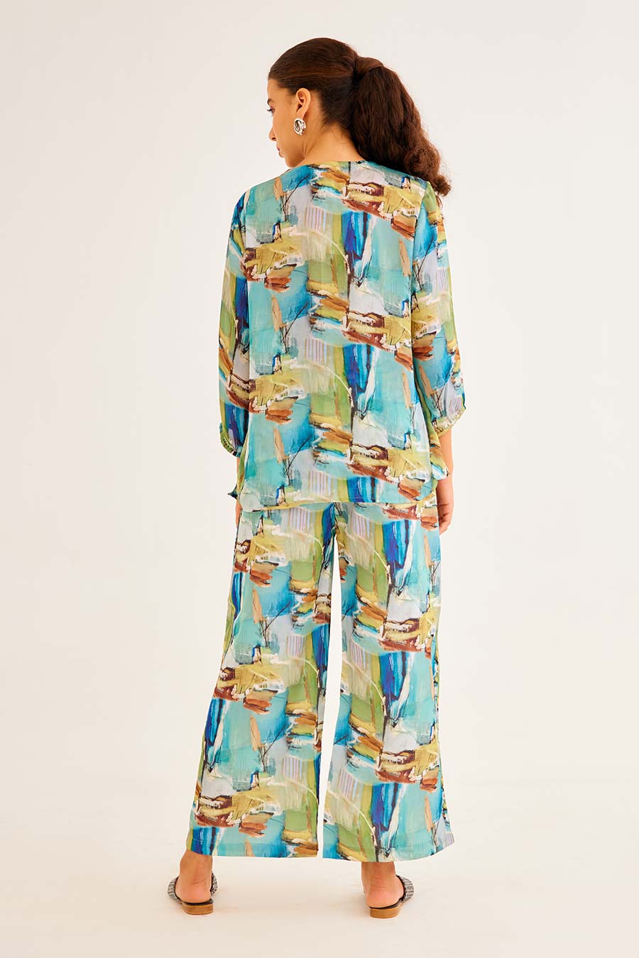 Brushstroke Print WS Bias Top & Pant Co-Ord Set