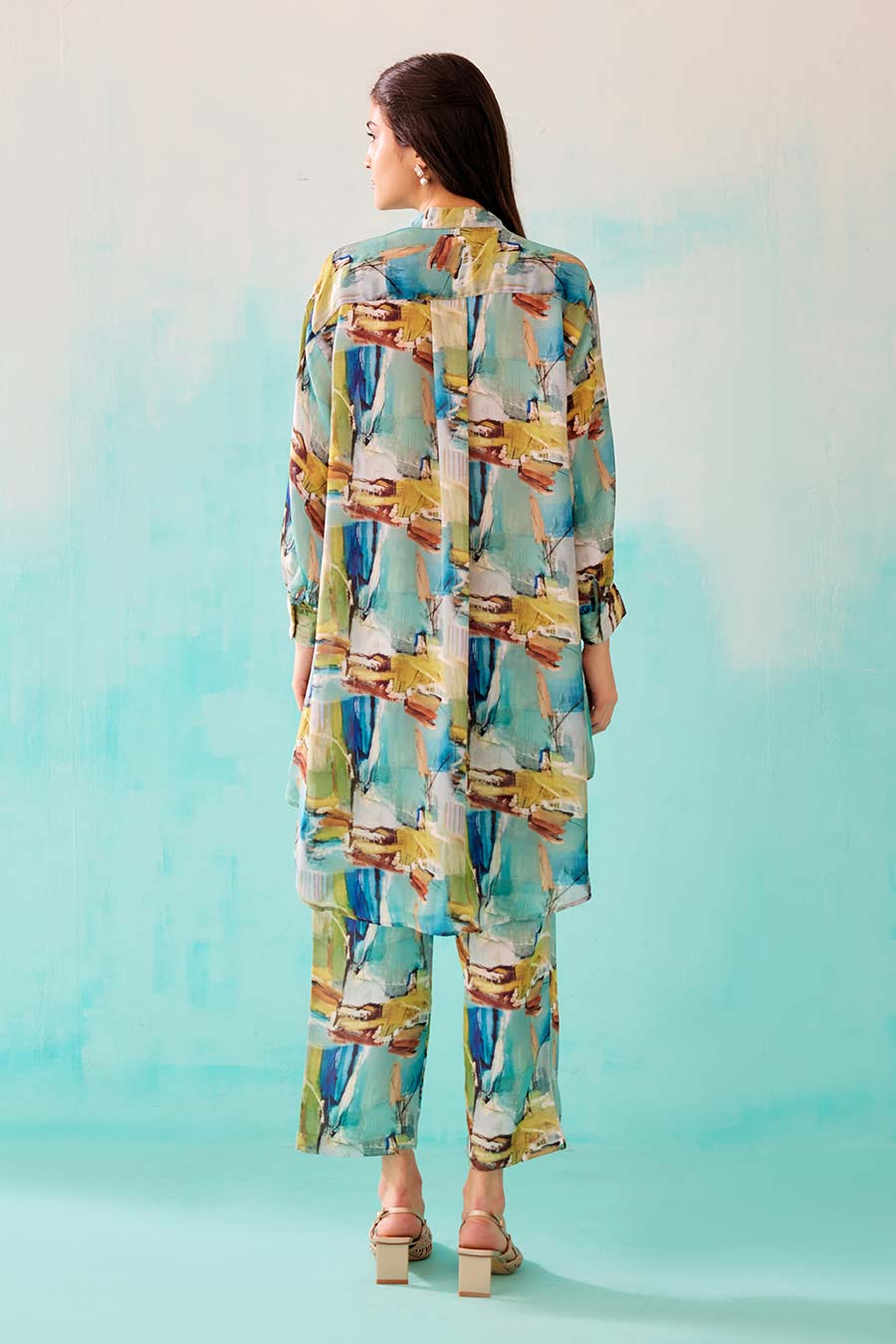 Brushstroke Print Indie Shirt & Pant Co-Ord Set