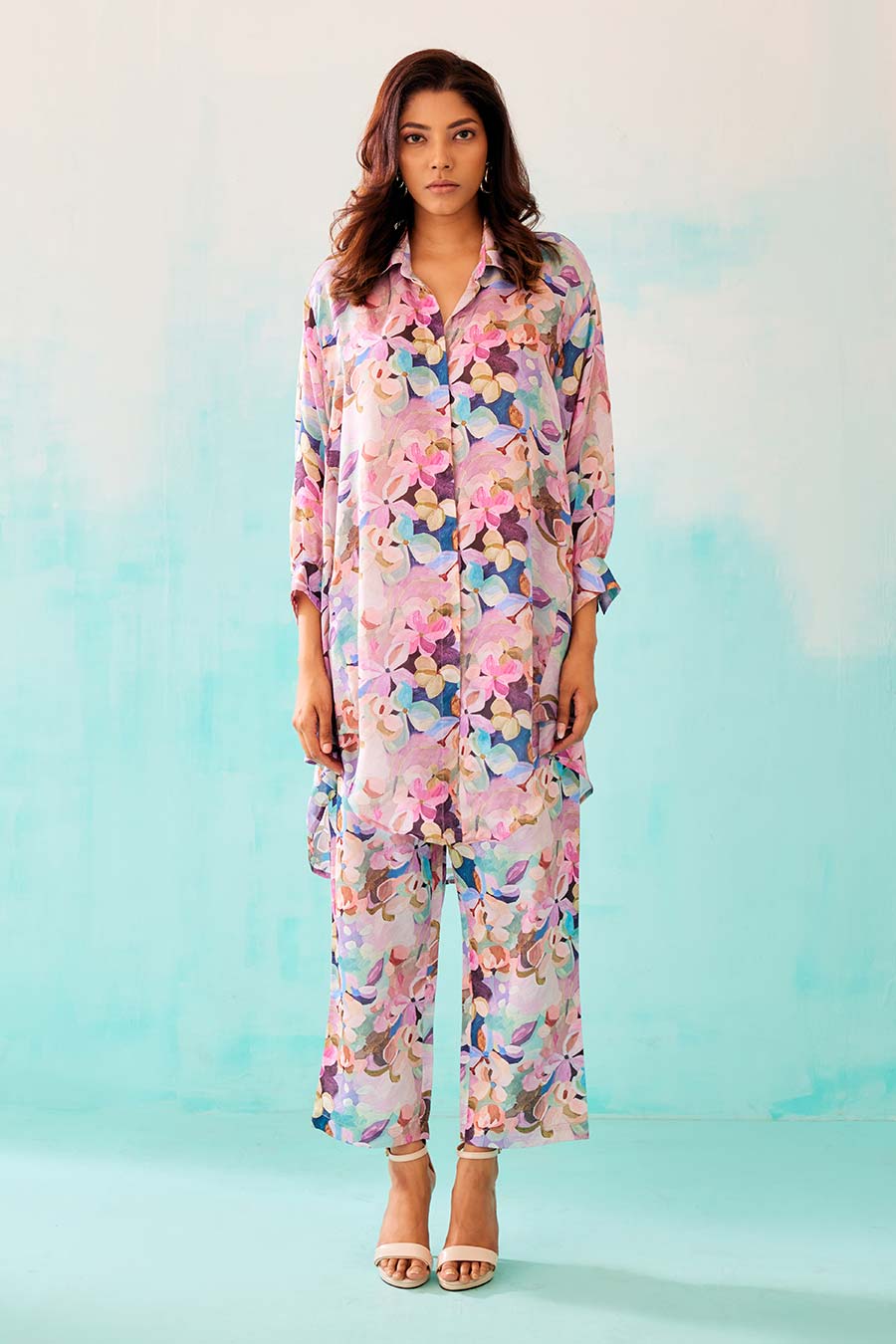 Floral Print Indie Shirt & Pant Co-Ord Set